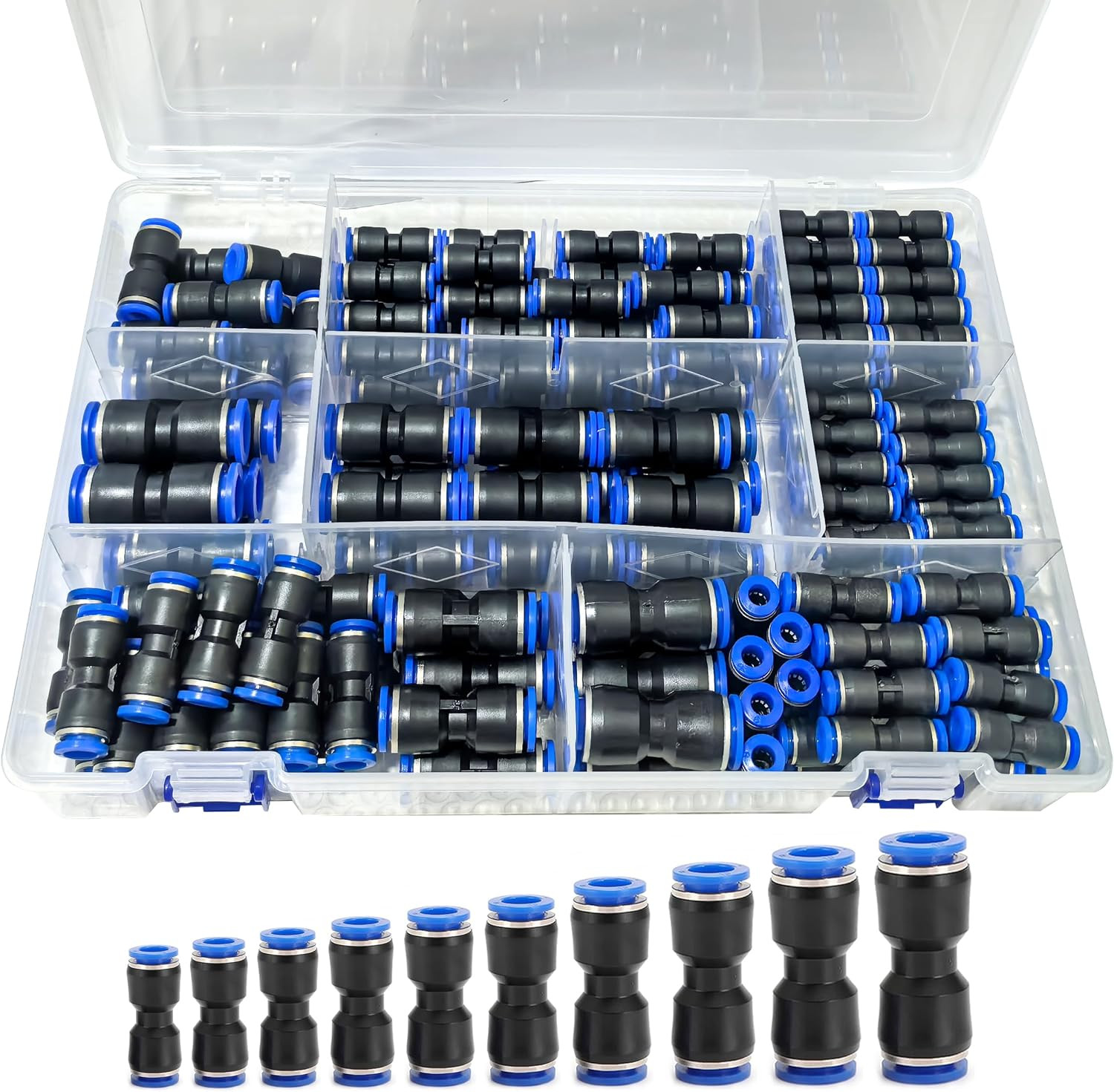 200 PCS Quick Connect Hose Fittings 10 Sizes Straight Air Hose
