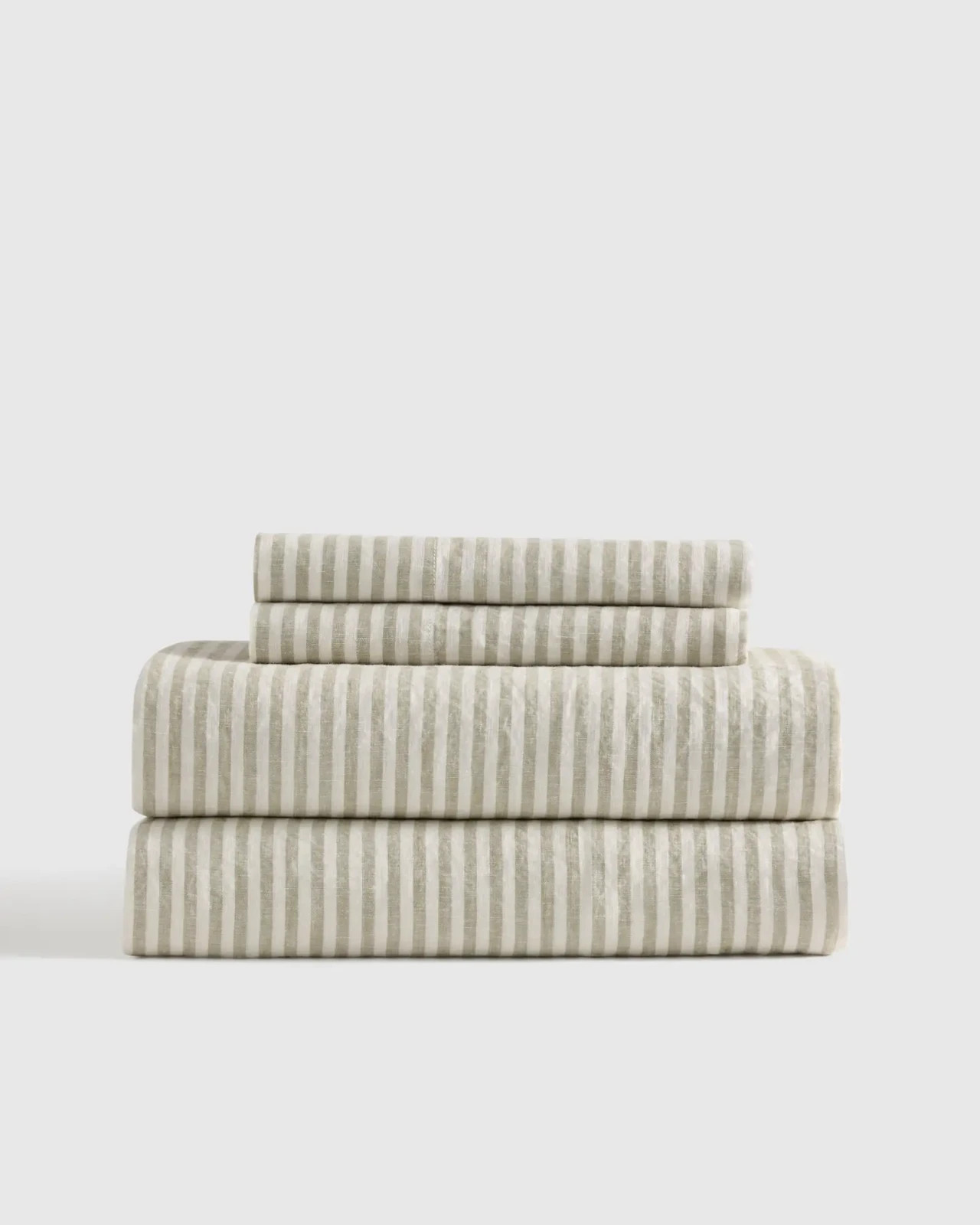 Quince 100% European Linen Stripe 4 Pc Sheet Set Willowleaf Stripe Queen NWOT