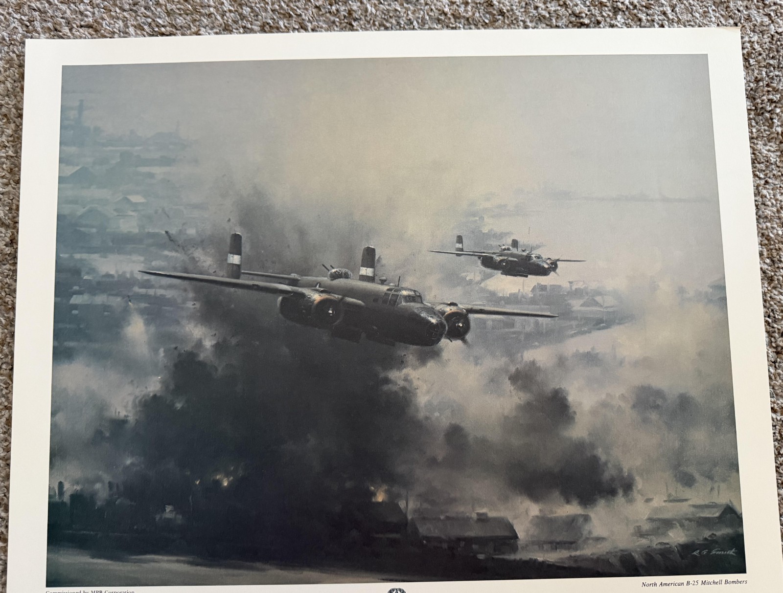 B-25 Mitchell Bombers Silver Wings Print MPB R.G. Smith 20x17 WWII
