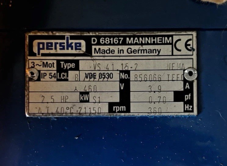 Perske VS 41.15-2 3-Phase AC Induction Motor 2.5HP 460V 3450RPM IP54 Perske VS 41.15-2 3-Phase AC Induction Motor 2.5HP 460V 3450RPM IP54