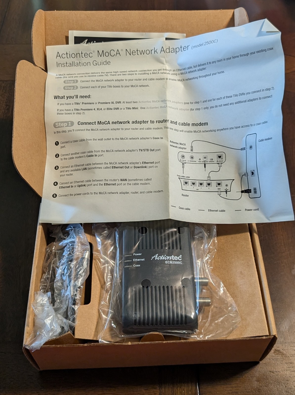 New Actiontec ECB2500C MoCA Network Adapter Coax to Ethernet New Actiontec ECB2500C MoCA Network Adapter Coax to Ethernet