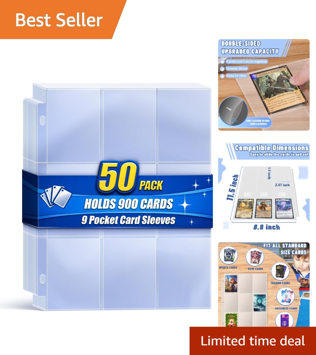 Acid-Free 900-Pocket Card Binder Sleeves - Side-Loading Design for Easy Access