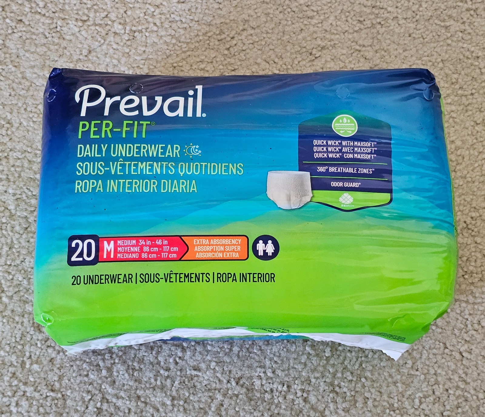 Adult Diapers Prevail Per-Fit Daily Underwear Medium (34\