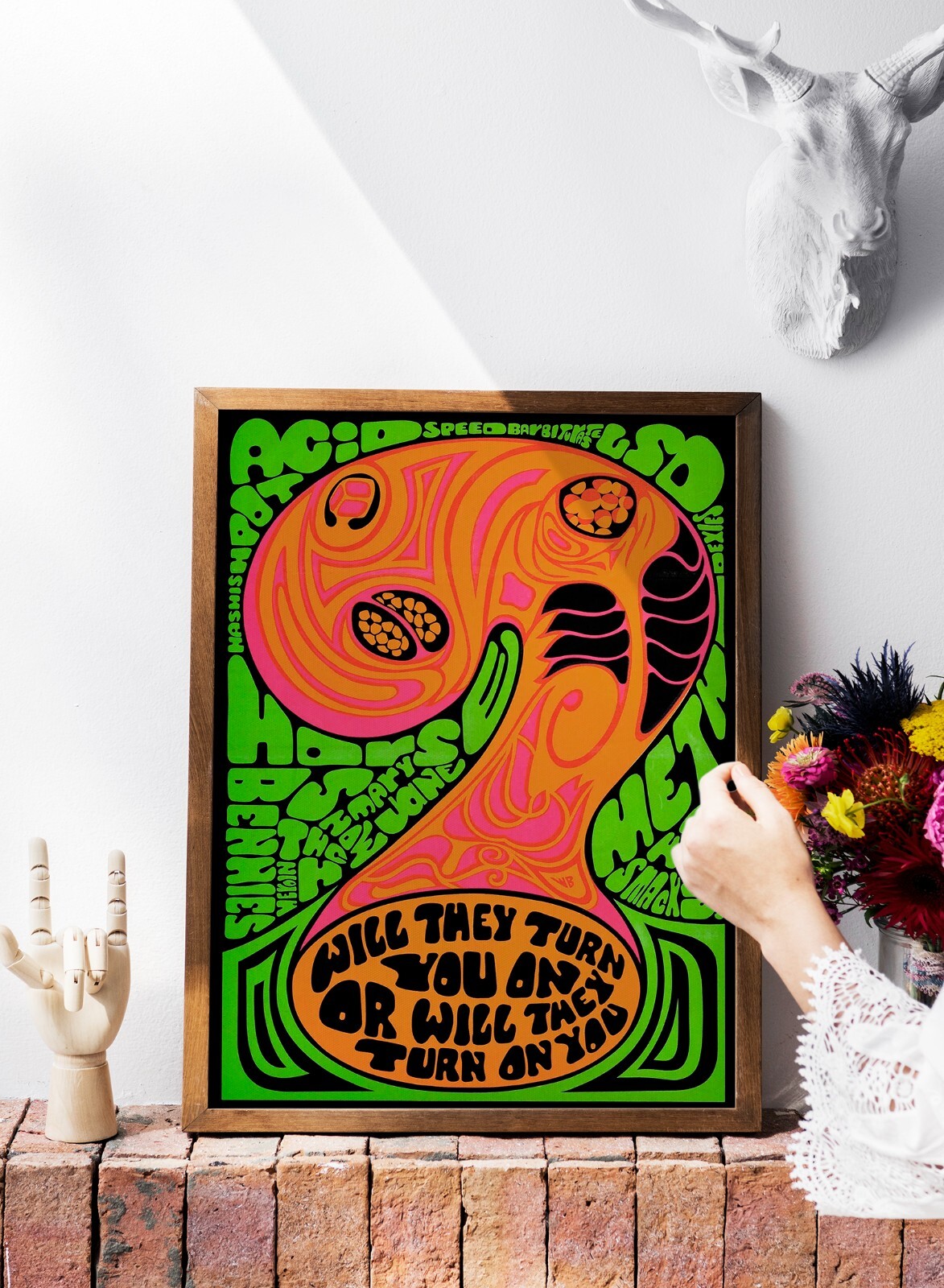 Psychedelic Propaganda Poster Against Anti Drugs Acid LSD Vintage Wall Art