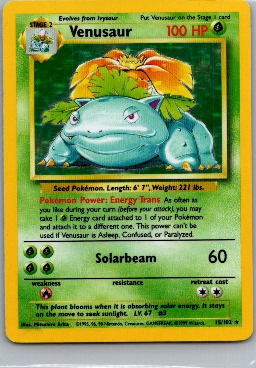 Pokémon TCG Venusaur Base Set 15/102 Holo Pokémon TCG Venusaur Base Set 15/102 Holo