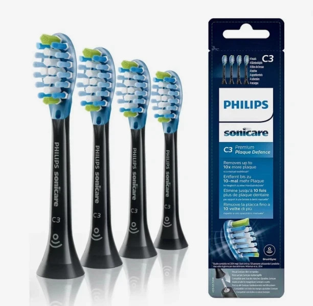 4x C3 Premium Plaque Control Toothbrush Brush Heads Philips Sonicare Black