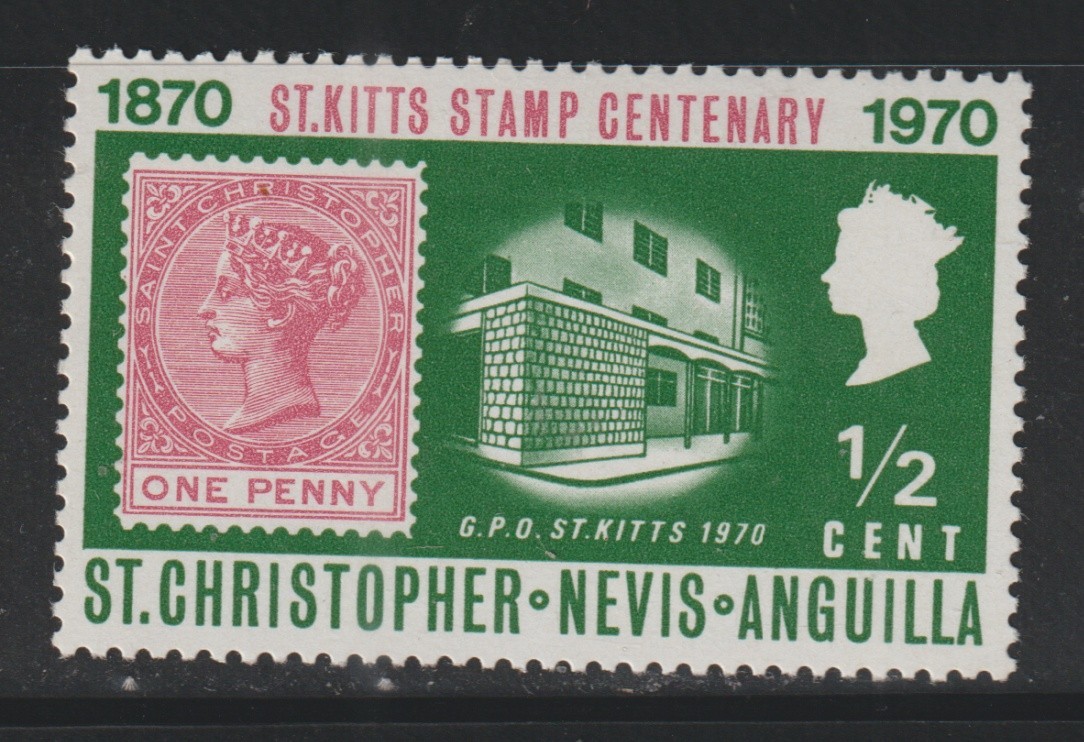 St Kitts Nevis Anguilla 1970 Stamp Centenary 1/2c MH bwcol 109 St Kitts Nevis Anguilla 1970 Stamp Centenary 1/2c MH bwcol 109