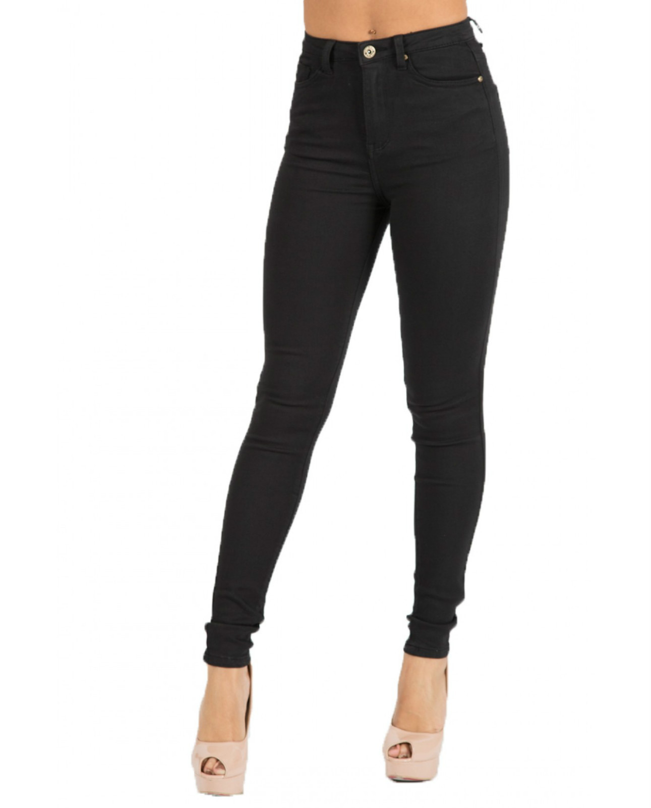 Toxik3 L185 Women\'s High Waist Skinny Jeans - Black