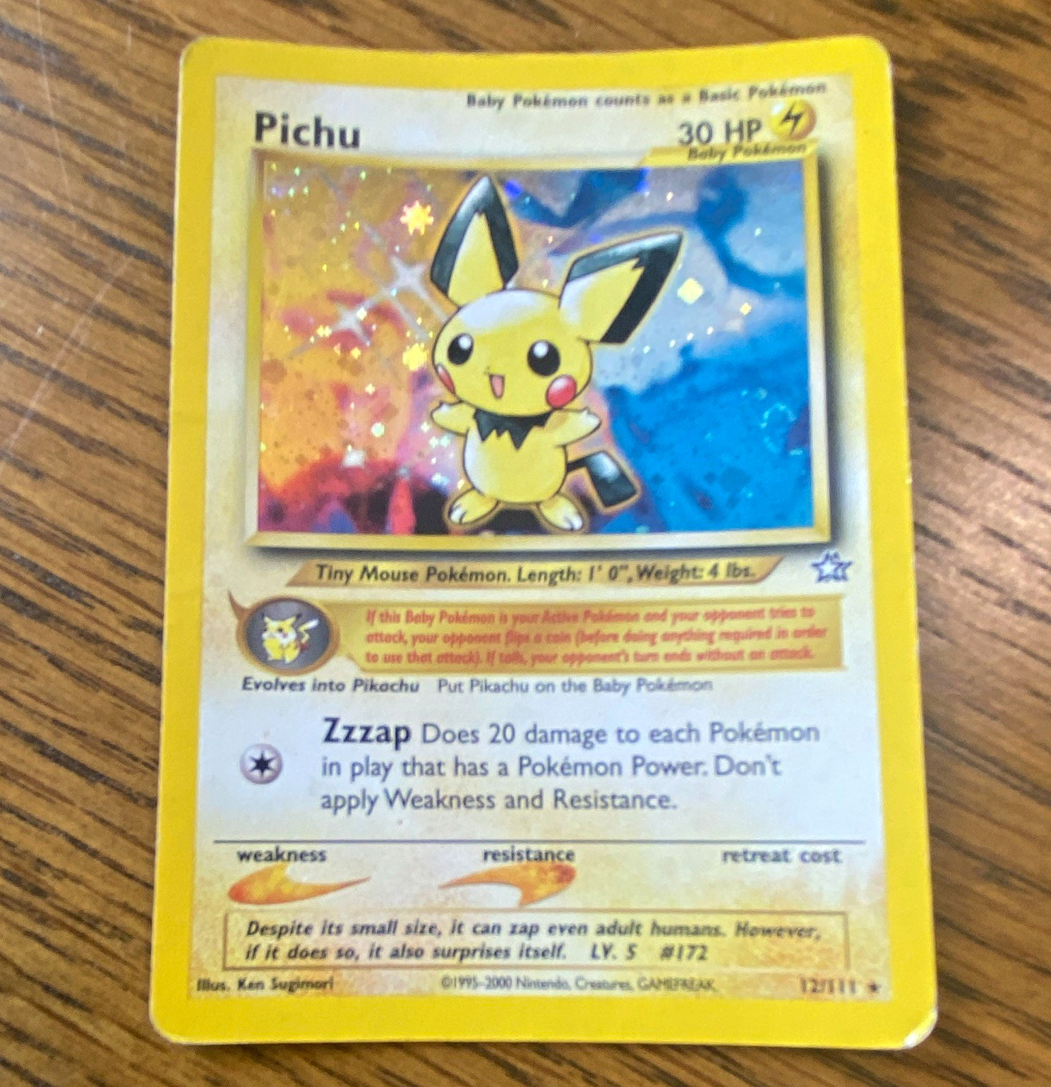 Pokemon Pichu 12/111 Neo Genesis Holo Rare Unlimited English 2000 30HP