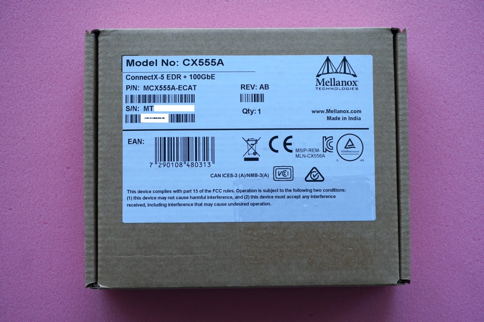 New Mellanox ConnectX-5 MCX555A-ECAT EDR + 100GbE 1-Port Adapter CX555A (19M)