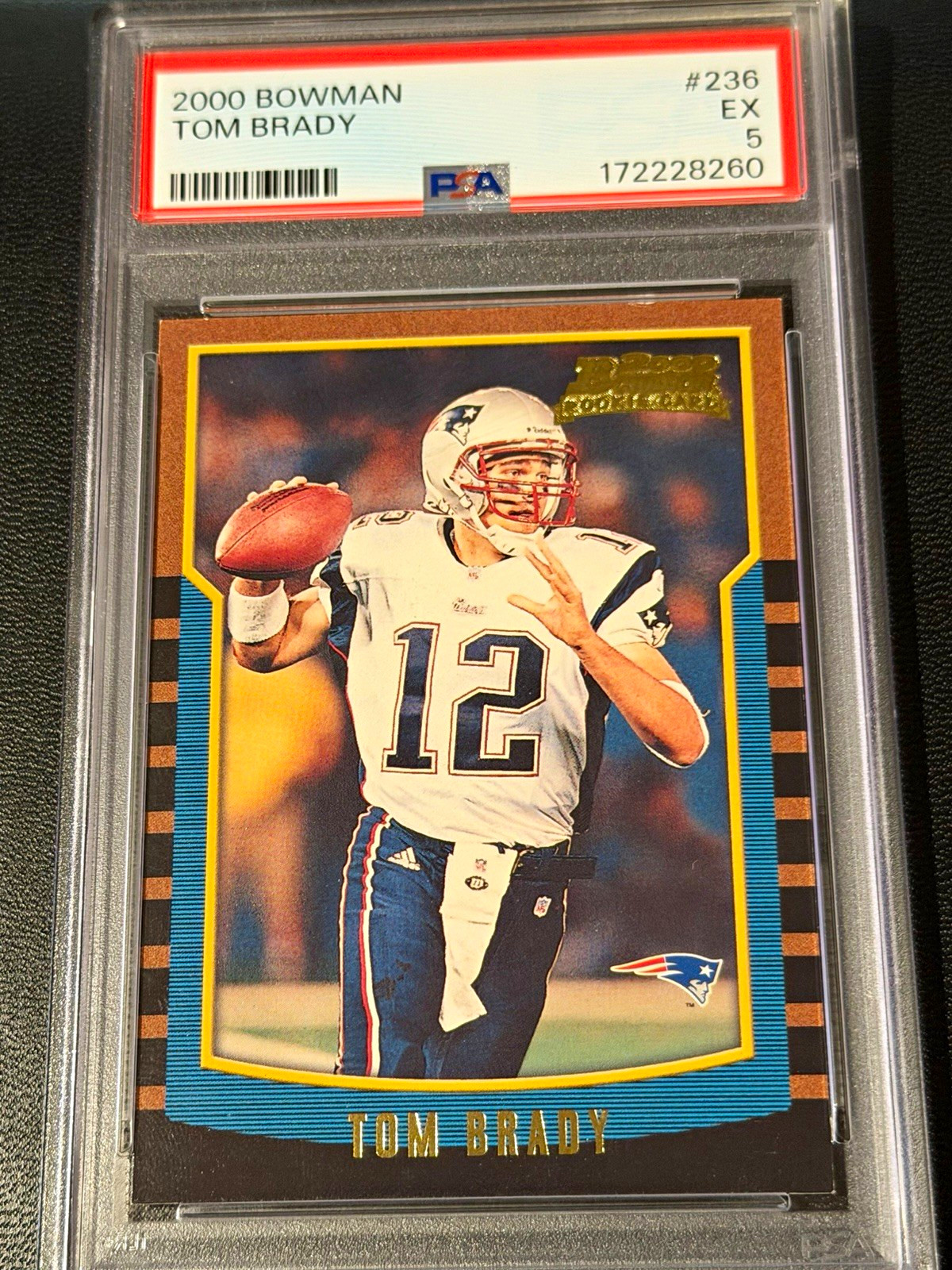 2000 Bowman Tom Brady #236 (RC) Base Set New England Patriots PSA 5 