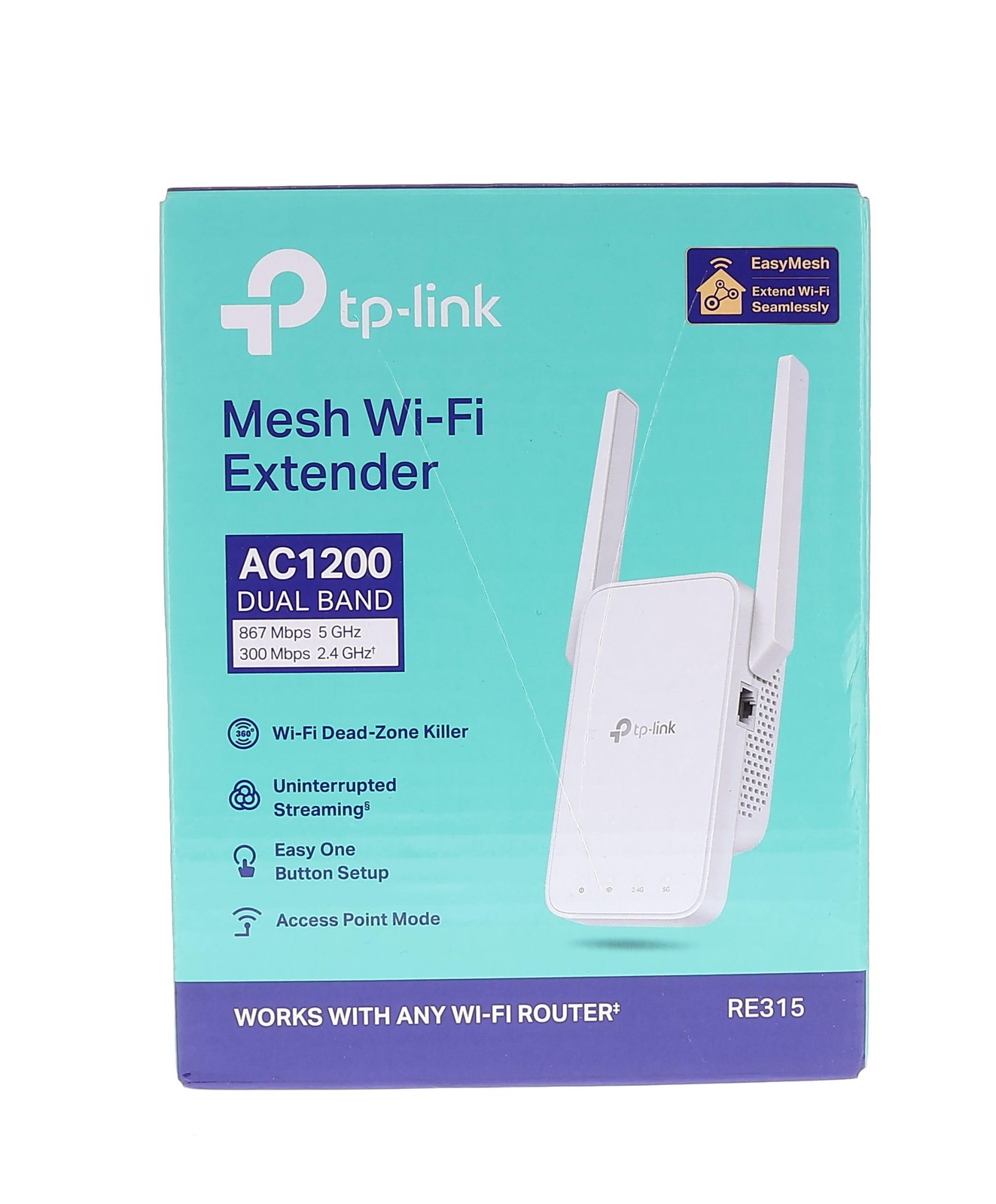 TP-Link RE315 AC1200 WiFi Extender Dual Band OneMesh 1500 Sq Ft Coverage Signal