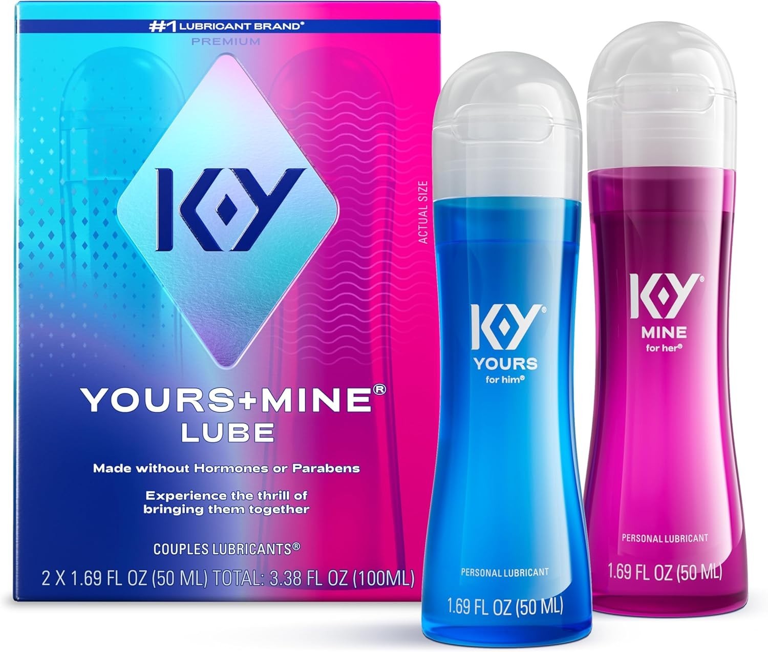 K-Y Yours & Mine Personal Lubricant for Couples, Sensorial Couples Lube, 2 x 1.6