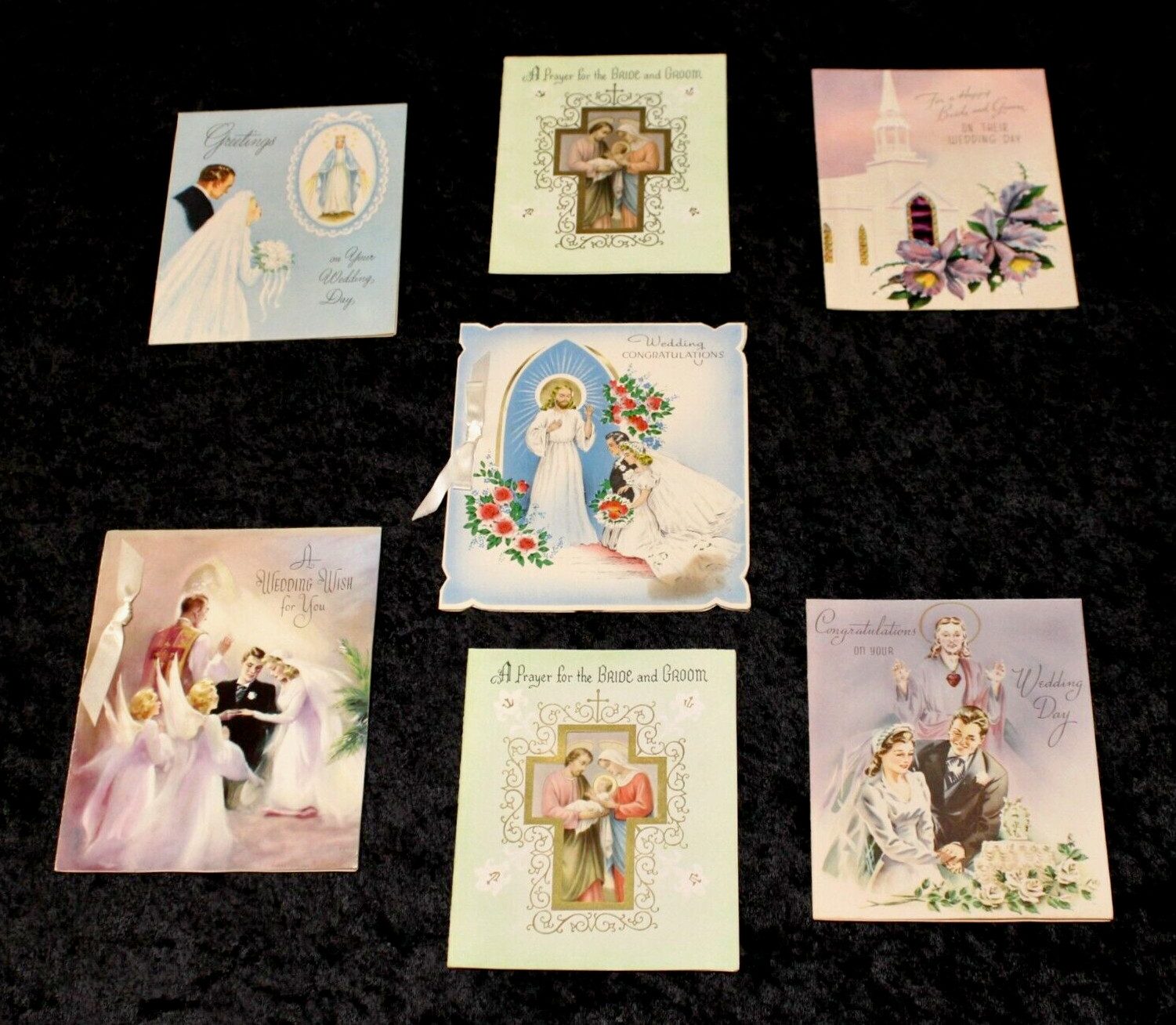 7 VTG Christian Wedding Greeting Cards Religious Art Catholic Jesus Mary Used 7 VTG Christian Wedding Greeting Cards Religious Art Catholic Jesus Mary Used