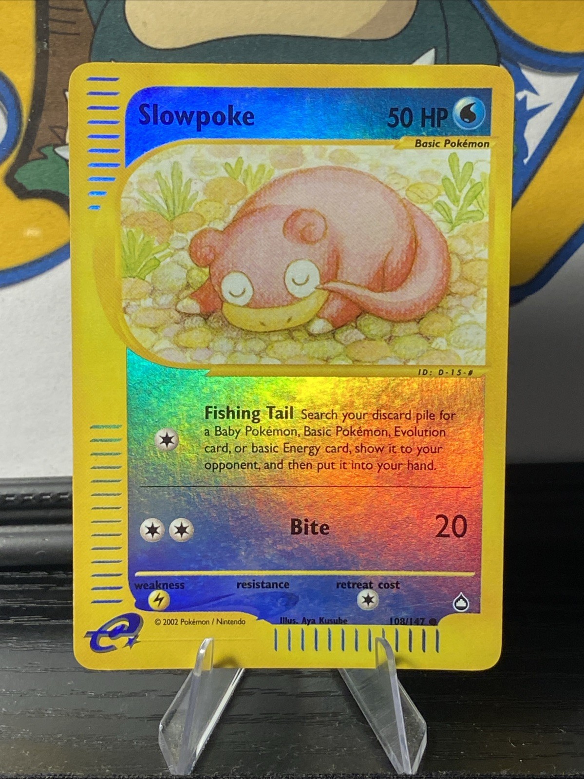 Pokémon TCG Slowpoke 108/147 Aquapolis Reverse Holo Vintage E-Reader 2002