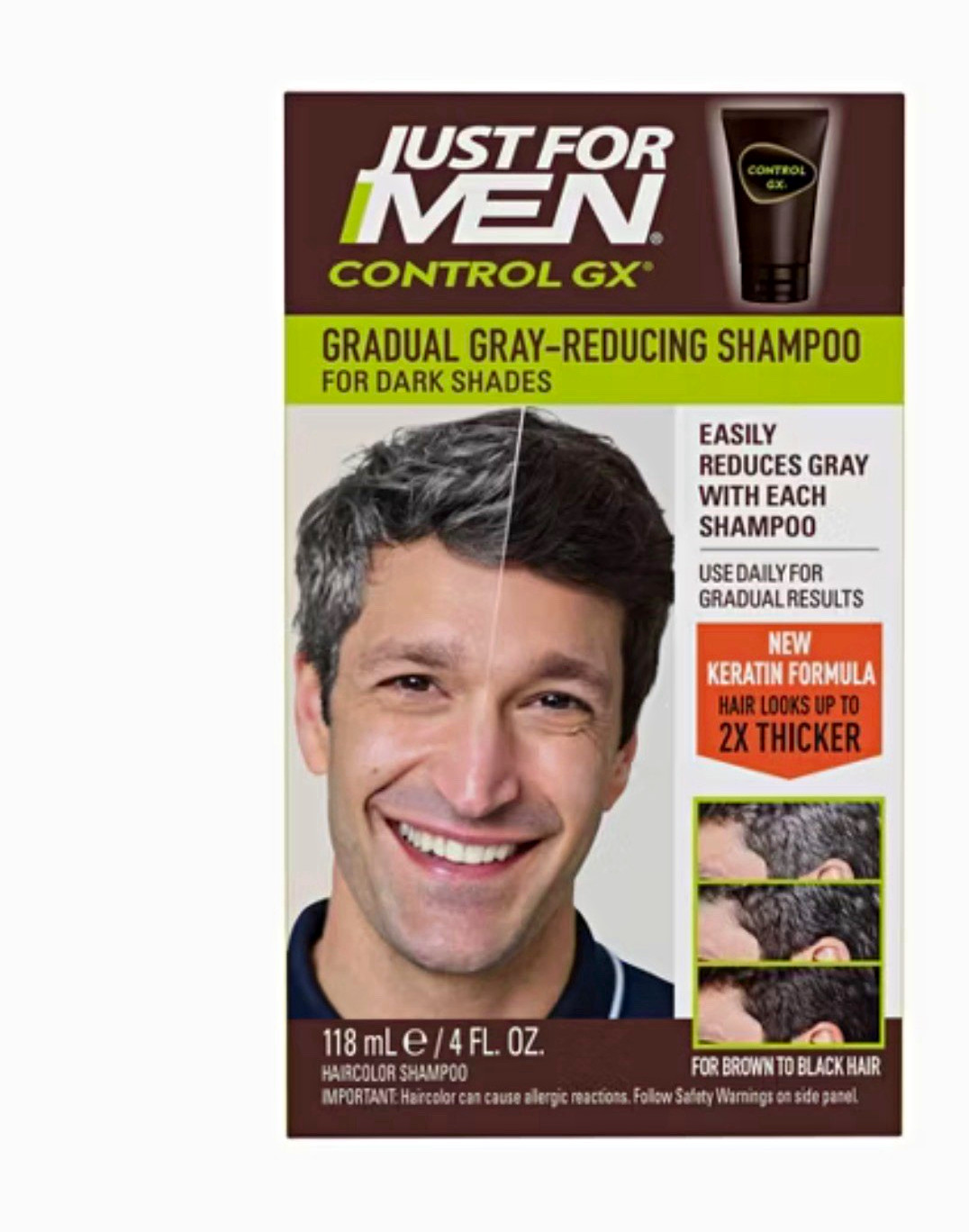 Just For Men Control GX Gradual Gray-Reducing Shampoo, 4 fl oz, Men