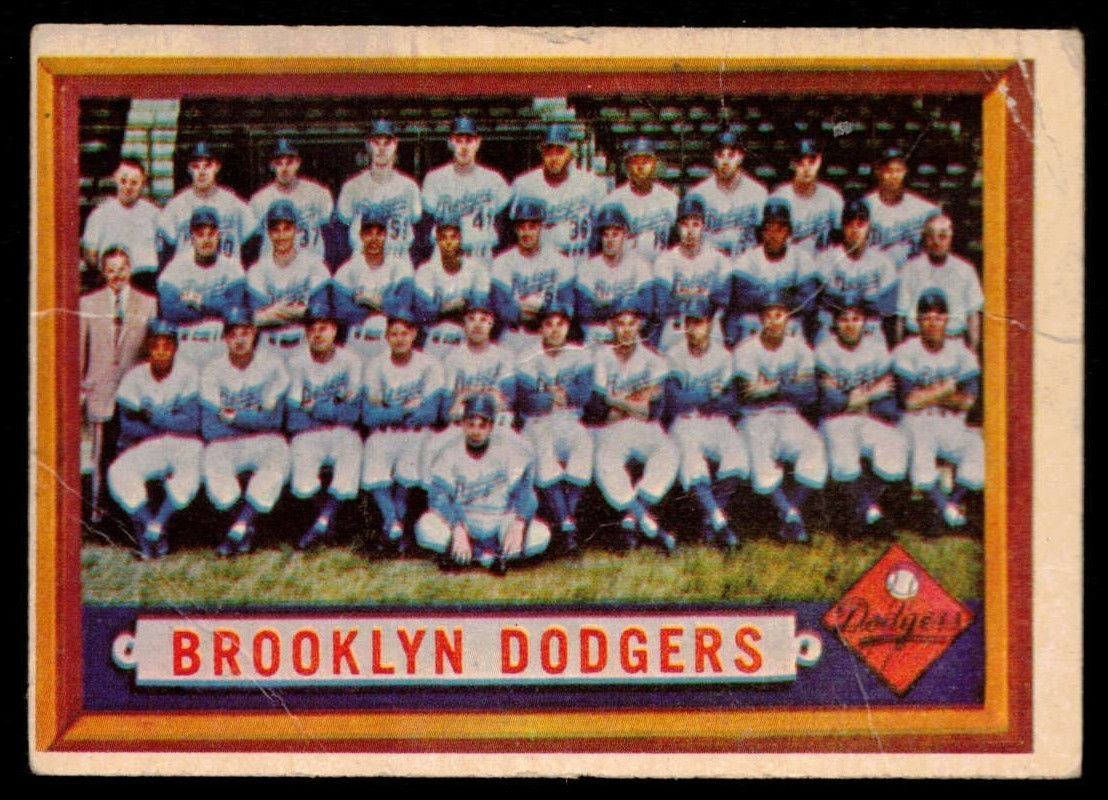 1957 Topps Baseball Brooklyn Dodgers Team Card #324 - Low Grade - 4th Series 1957 Topps Baseball Brooklyn Dodgers Team Card #324 - Low Grade - 4th Series