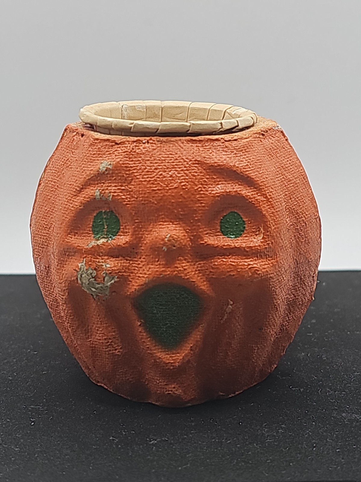 Antique Vintage Halloween Paper Mache Jack-o-lantern Nut Cup choir boy 1940s
