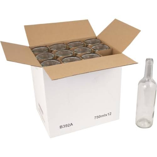 750 mL Clear Bordeaux Wine Bottles - Case of 12, NEW, For Corks Not Screw Caps 750 mL Clear Bordeaux Wine Bottles - Case of 12, NEW, For Corks Not Screw Caps