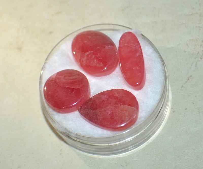 4 PCS LOT Rhodochrosite Ortiz gem quality cabochons from Argentina * AAA