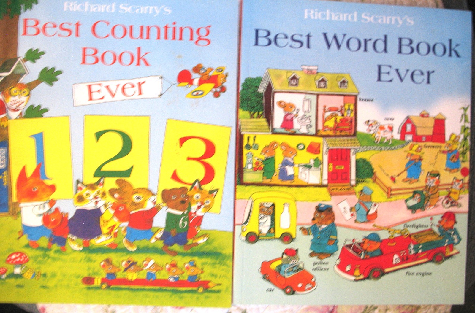 * 2 Richard Scarry\'s BEST WORD & COUNTING BOOKS kids learning material paperback