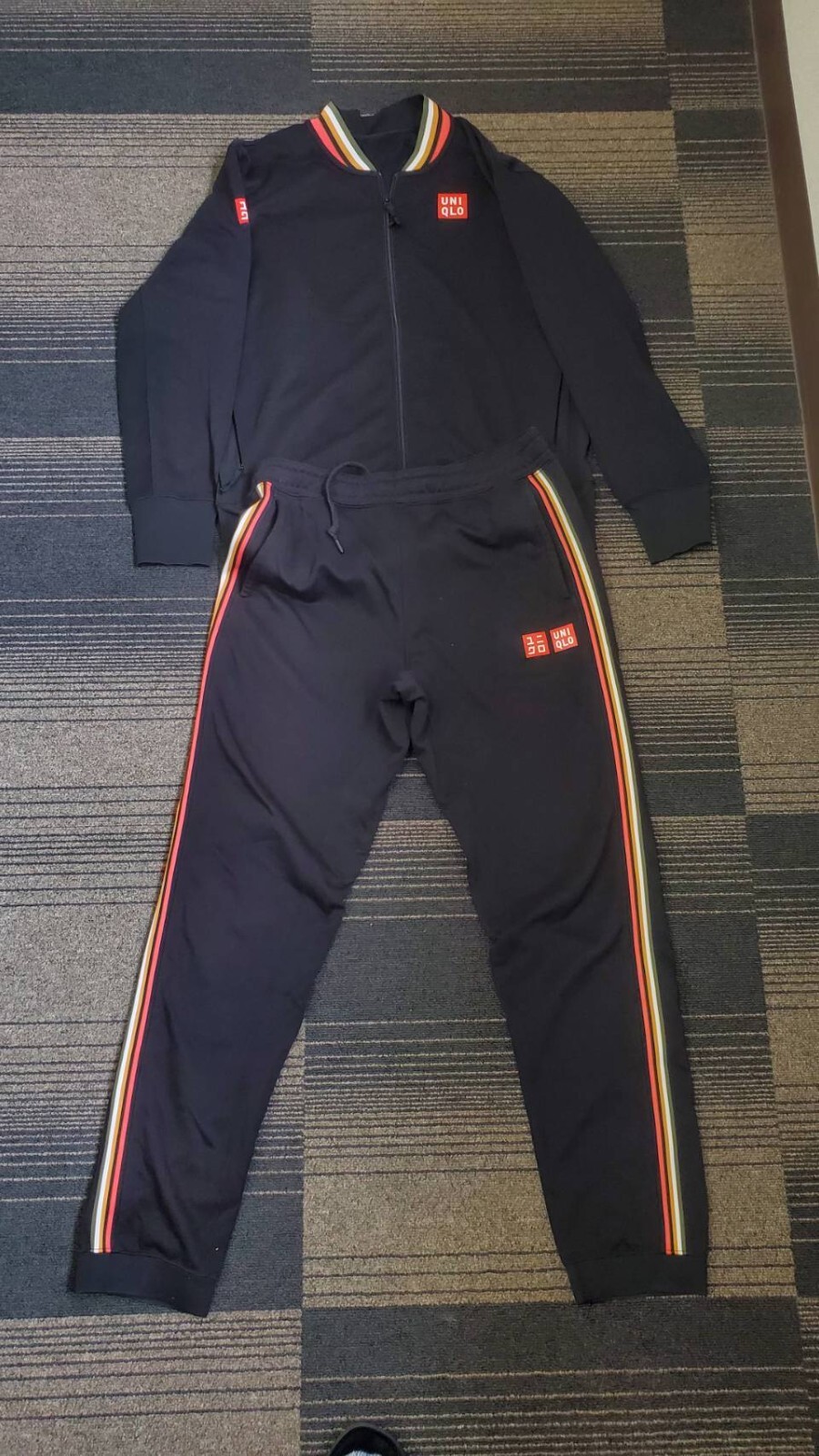 Uniqlo Kei Nishikori Tennis Tracksuit Set Jacket L Pants M Black US Open Mens