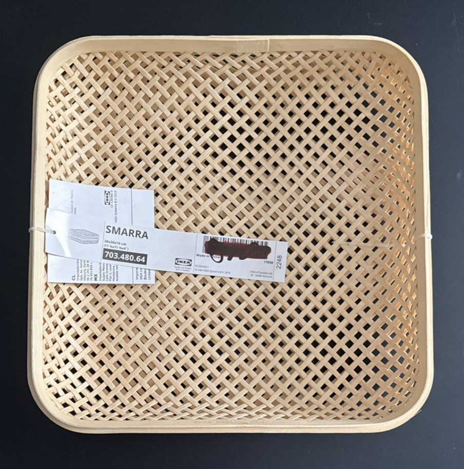 IKEA SMARRA Box With Lid Natural 11 ¾x11 ¾x4\