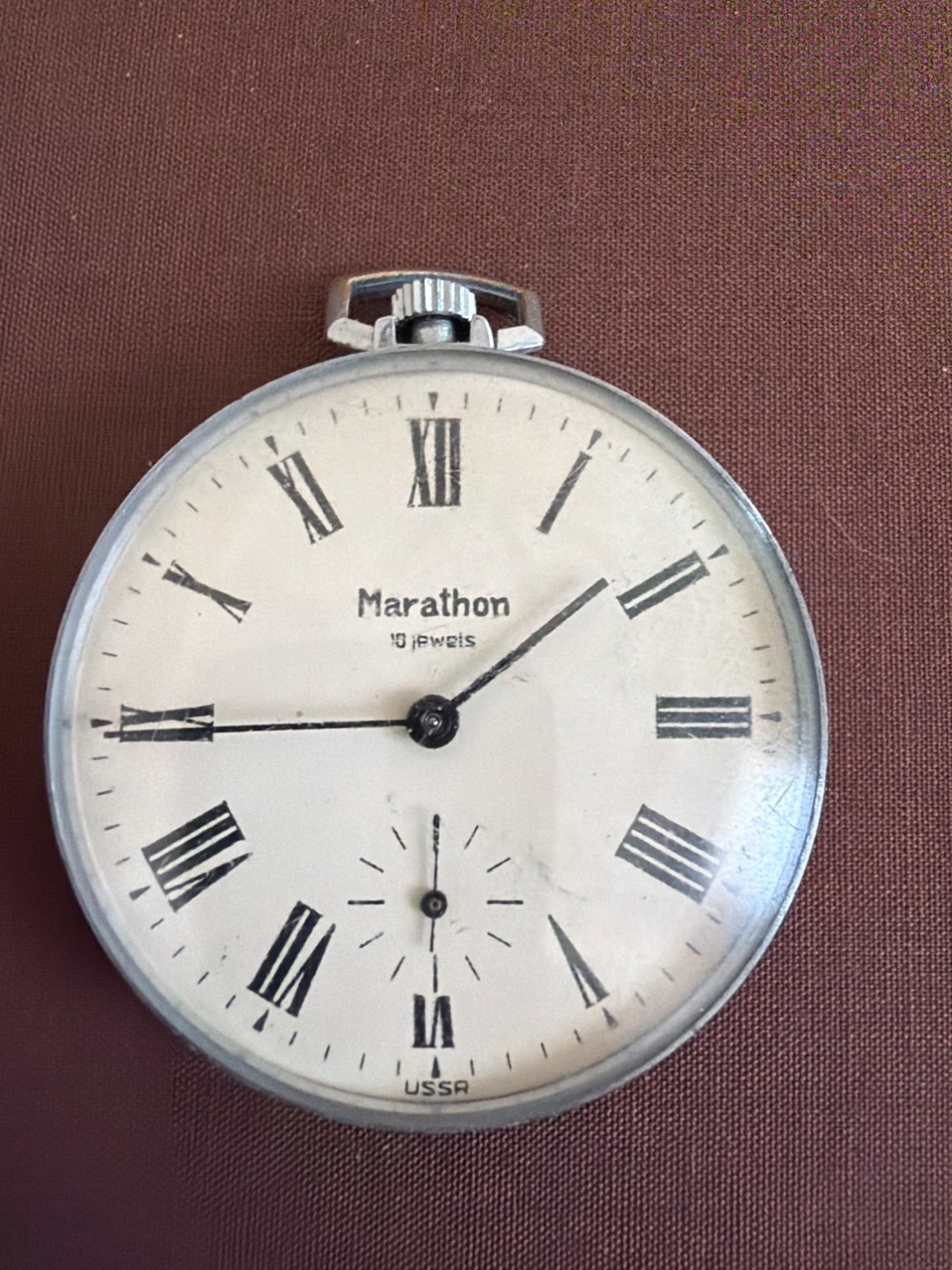 Vintage Marathon 18 Jewel USSR Pocket Watch Roman Dial Runs Smooth Vintage Marathon 18 Jewel USSR Pocket Watch Roman Dial Runs Smooth