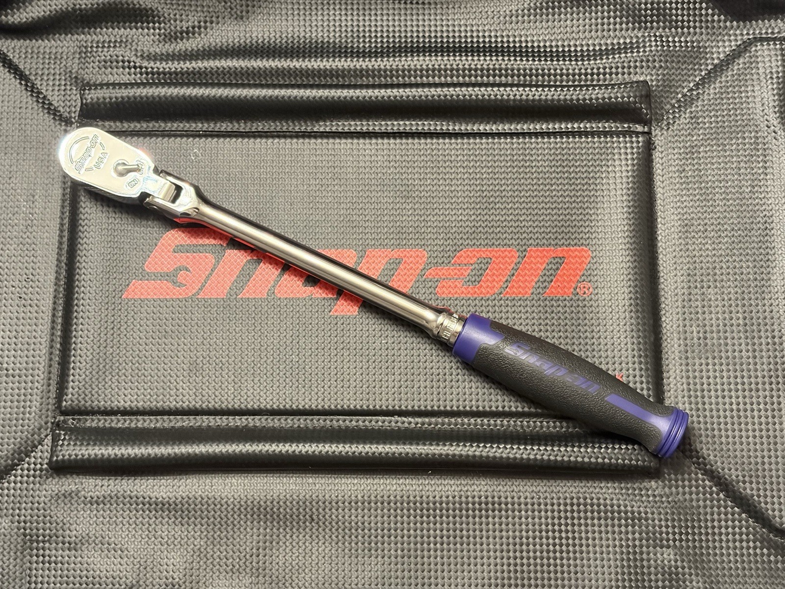 New Snap On 3/8 Long Flex Head Rare Purple Hard Grip Ratchet