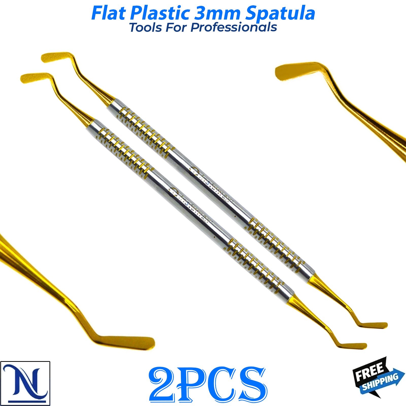 3mm Flat Plastic Gold Spatula Dental Wax Carving & Composite Placement Tool