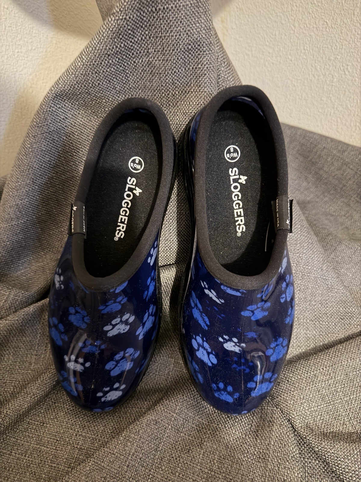 Sloggers Women’s Waterproof Garden Shoes Size 8 Blue Paw Print New