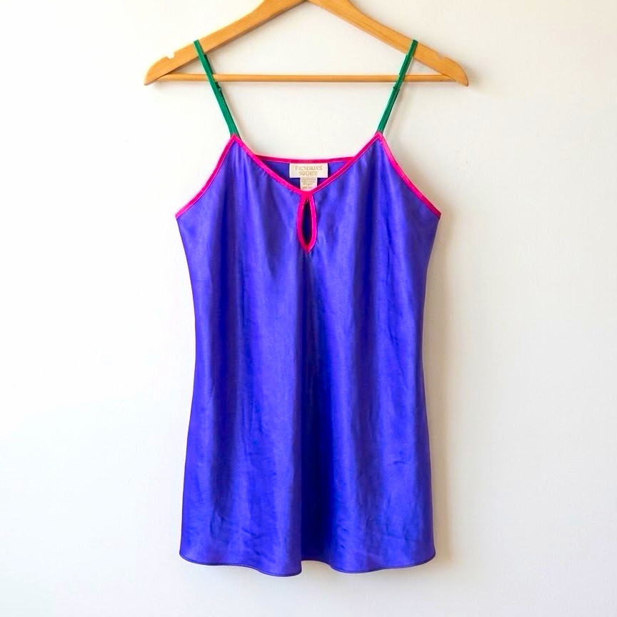 Vintage Victoria\'s Secret Gold Tag Slip Dress Medium Purple Pink Satin Chemise
