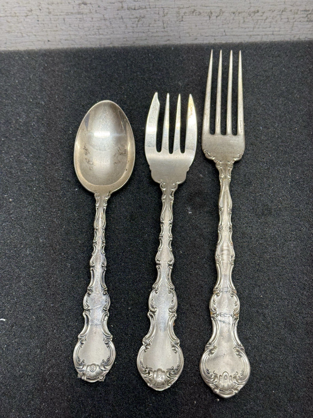 Lot of 3 Gorham Strasbourg Sterling Silver Place Fork, Salad Fork, Teaspoon 4oz Lot of 3 Gorham Strasbourg Sterling Silver Place Fork, Salad Fork, Teaspoon 4oz