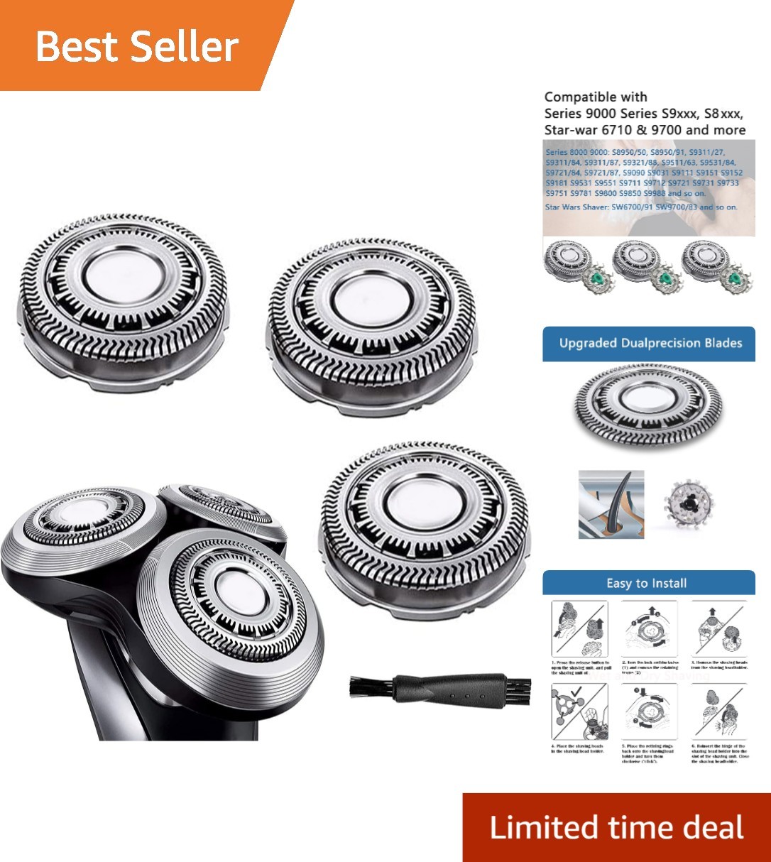 Upgrade Your Philips Shaver with SH90/72 Replacement Heads - 3 Blades Included Upgrade Your Philips Shaver with SH90/72 Replacement Heads - 3 Blades Included