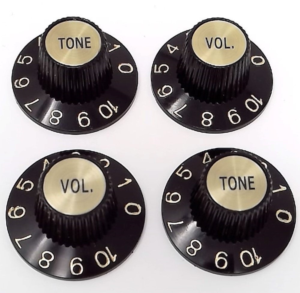 True Custom Shop® Black Witch Hat Control Knobs with Gold Inserts for Gibson True Custom Shop® Black Witch Hat Control Knobs with Gold Inserts for Gibson