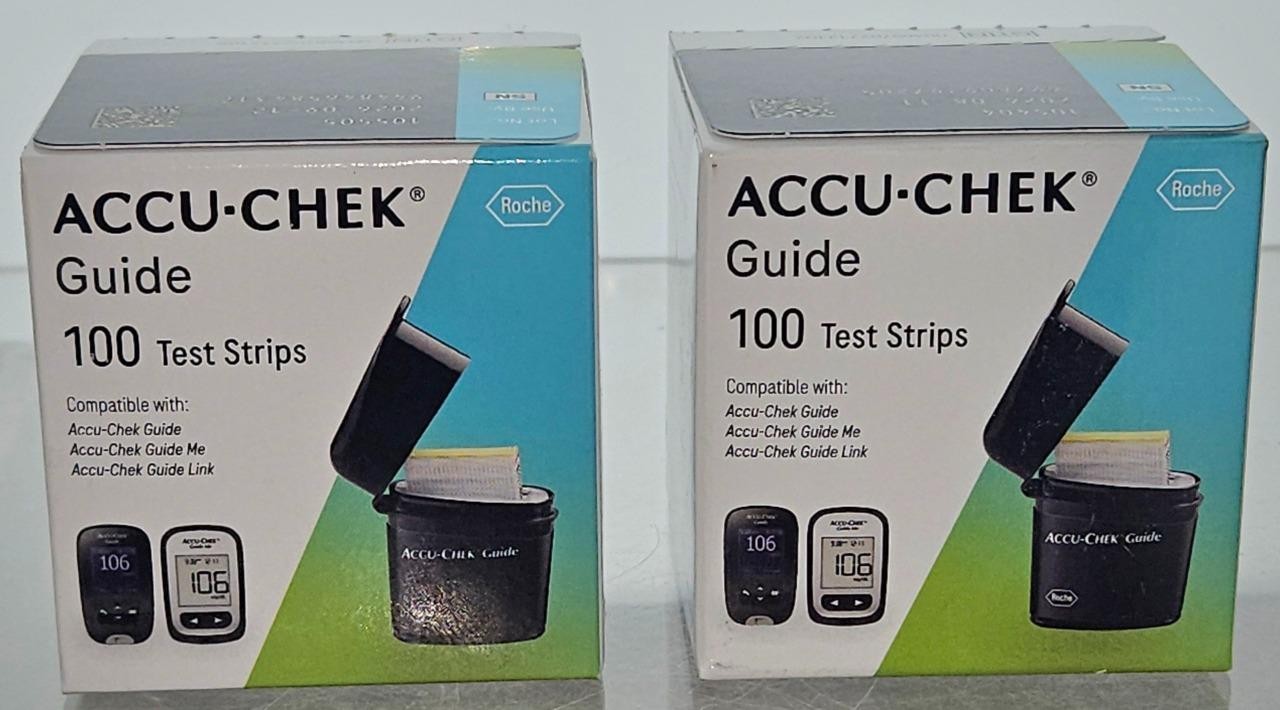 200 Accu-Chek Guide Test Strips 2 boxes of 100  Exp 1/2027+