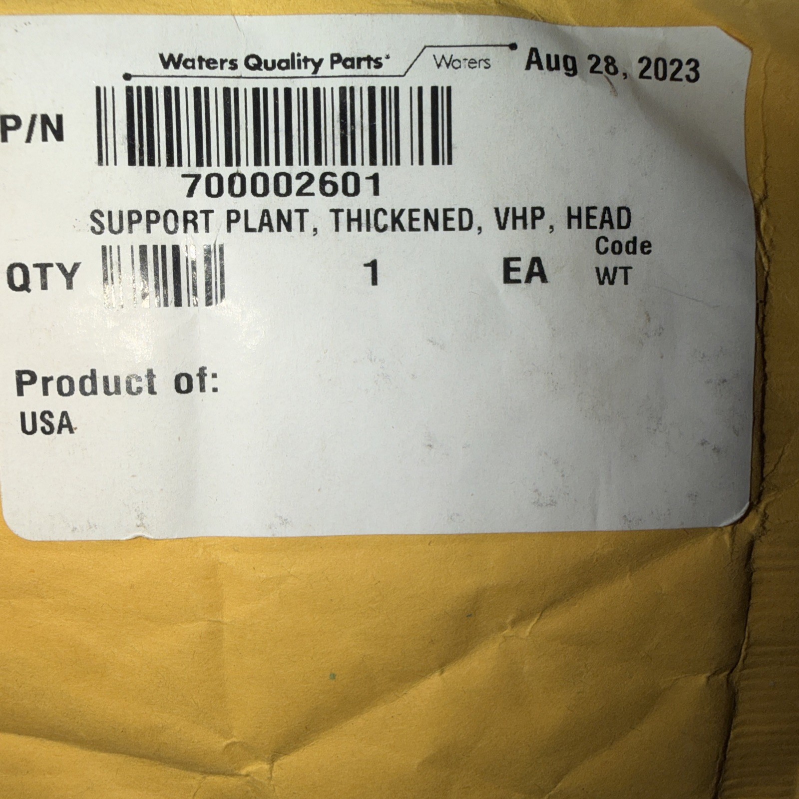 Waters VHP Thickened Support Plate 700002601 — NEW