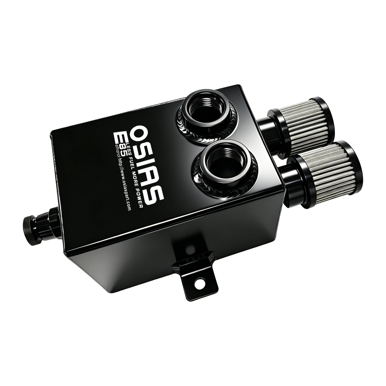 Black 2L 2X 12AN Oil Breather Catch Can Tank 2 Port Dual Breather Filter Kit