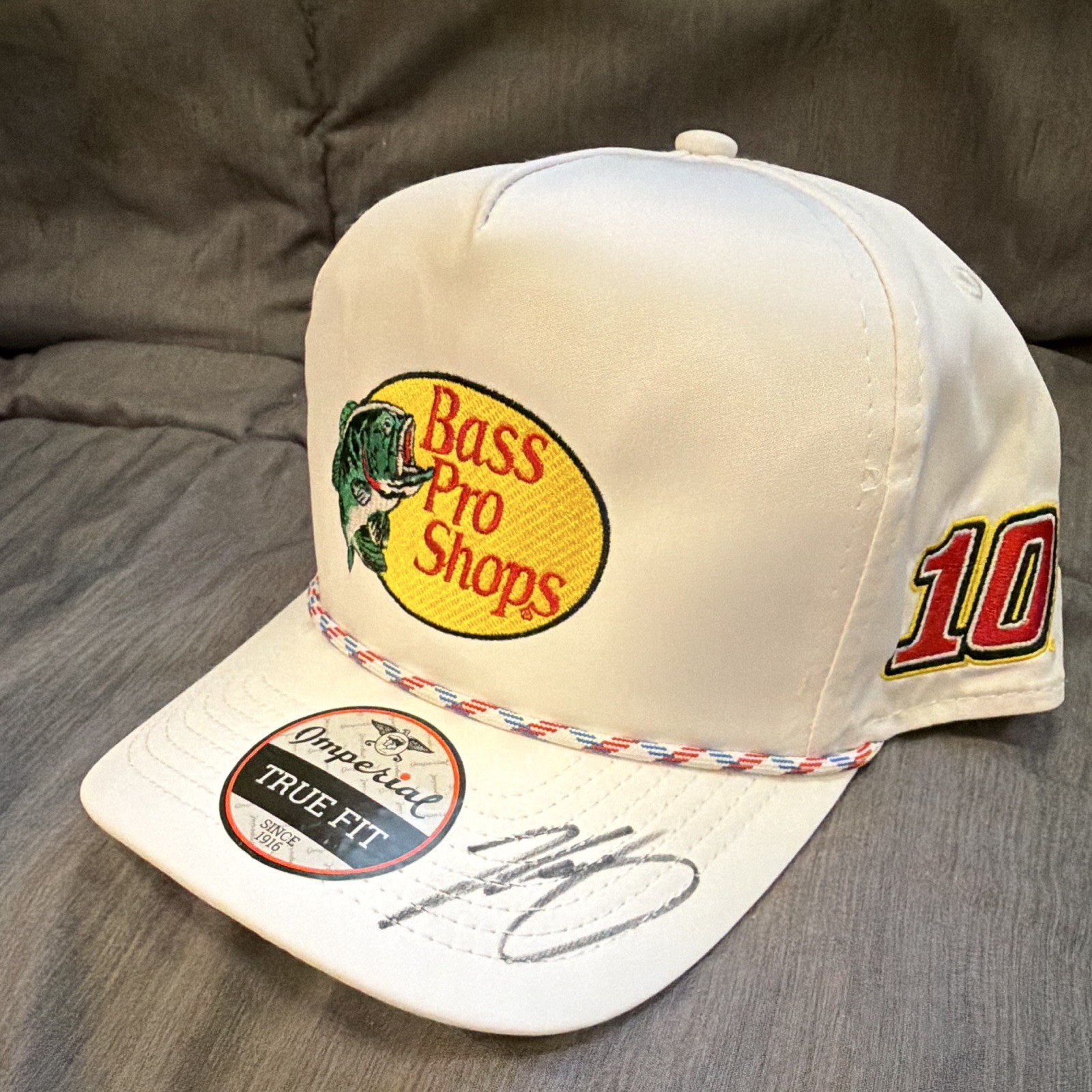 Autographed Noah Gragson Bass Pro Shops Stewart Haas #10 Imperial Hat Brand New