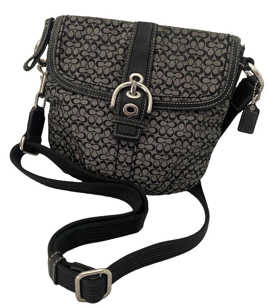Coach Vintage Soho Crossbody Shoulder Bag Black Canvas Leather