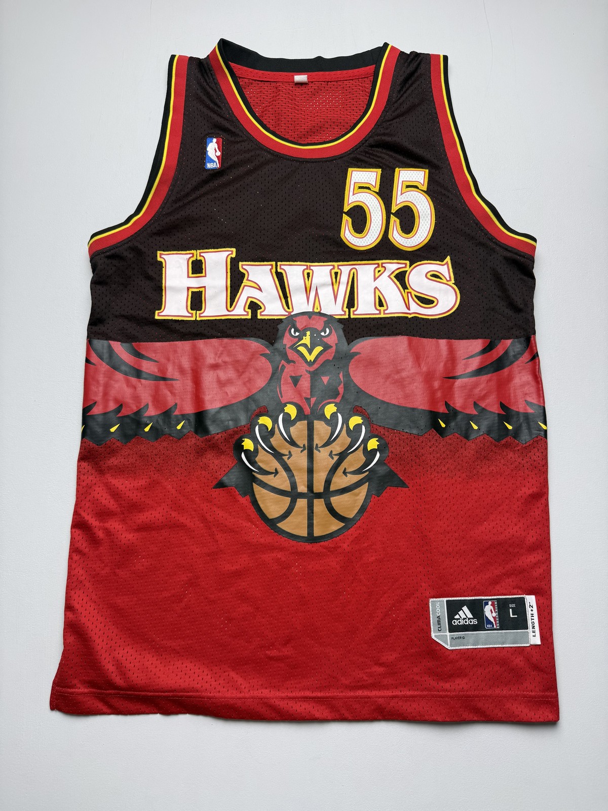 Atlanta Hawks Jersey Mens Large 44 Red NBA Basketball Dikembe Mutombo 55 Adidas
