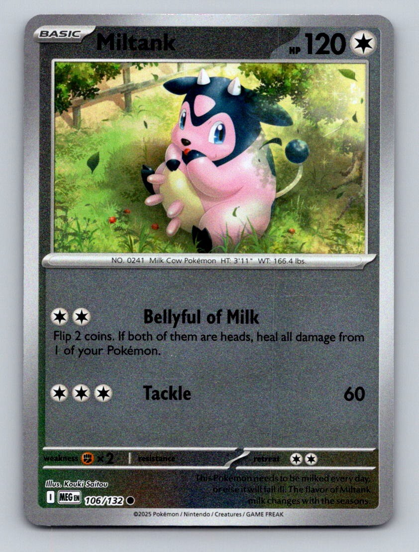 Miltank 106/132 Common Mega Evolution Pokemon Reverse Holo Near Mint