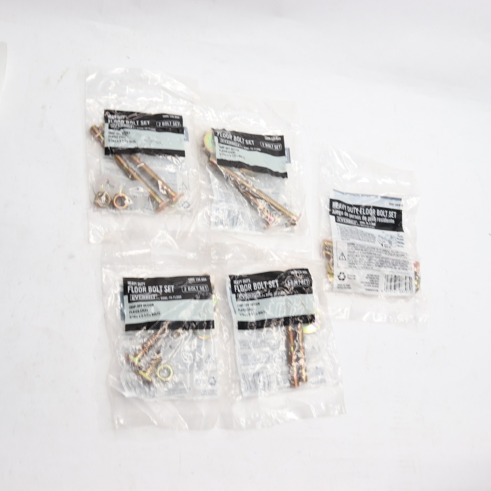 (5-Pk) Everbilt Heavy Duty Toilet Bowl-to-Floor Bolt Set 5/16\