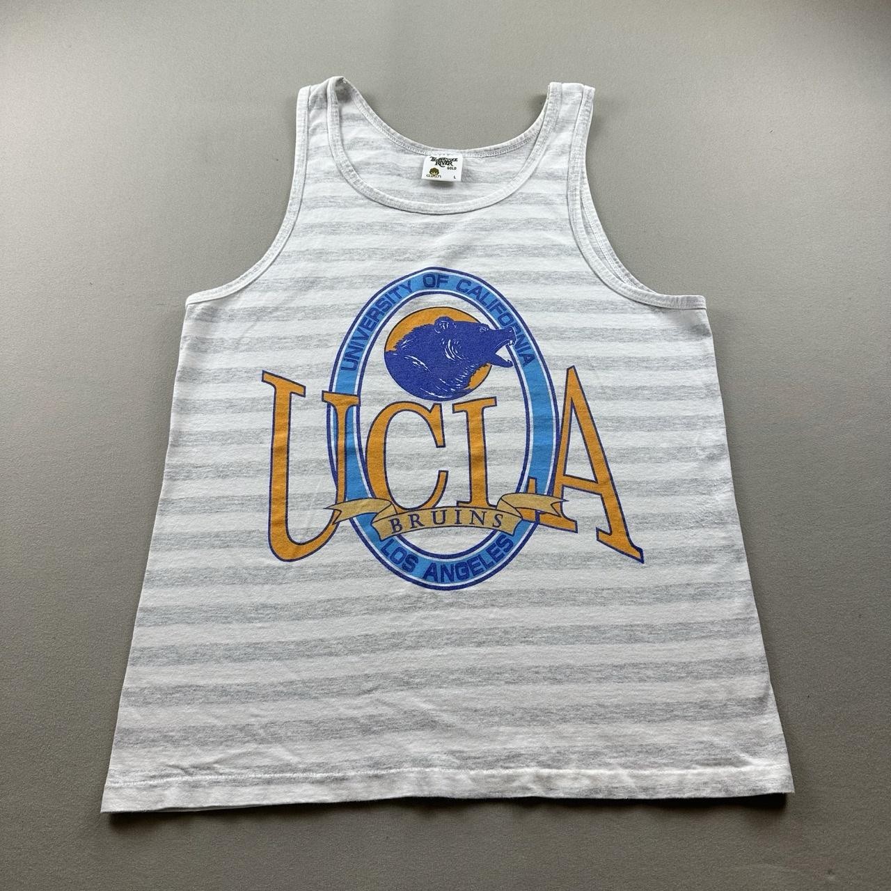 Vintage UCLA Bruins Tank Top Shirt Mens Large Gray Striped University USA 90s