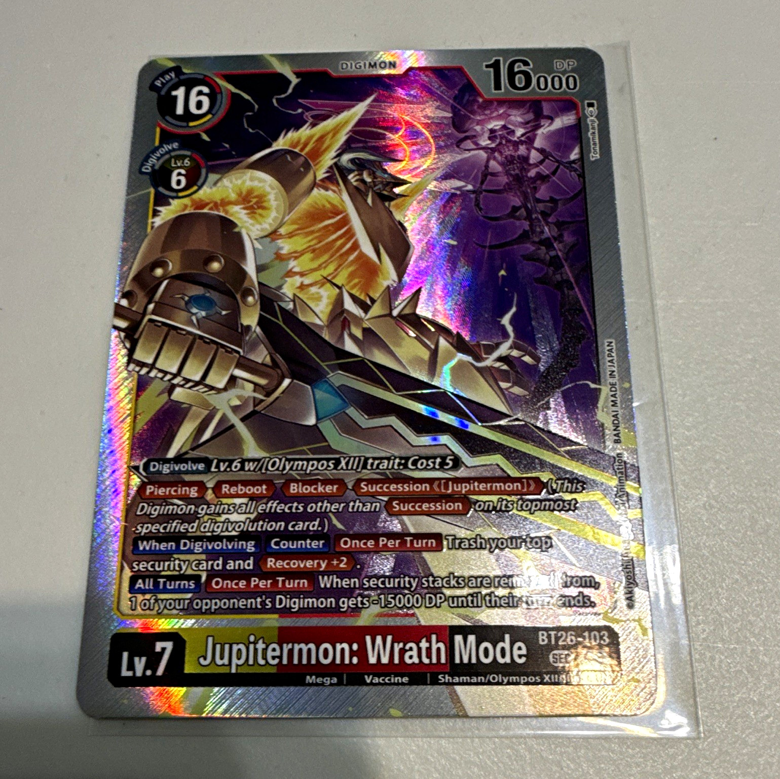 Bandai Digimon CCG Jupitermon: Wrath Mode BT26-103 SEC Foil 16000 Bandai Digimon CCG Jupitermon: Wrath Mode BT26-103 SEC Foil 16000