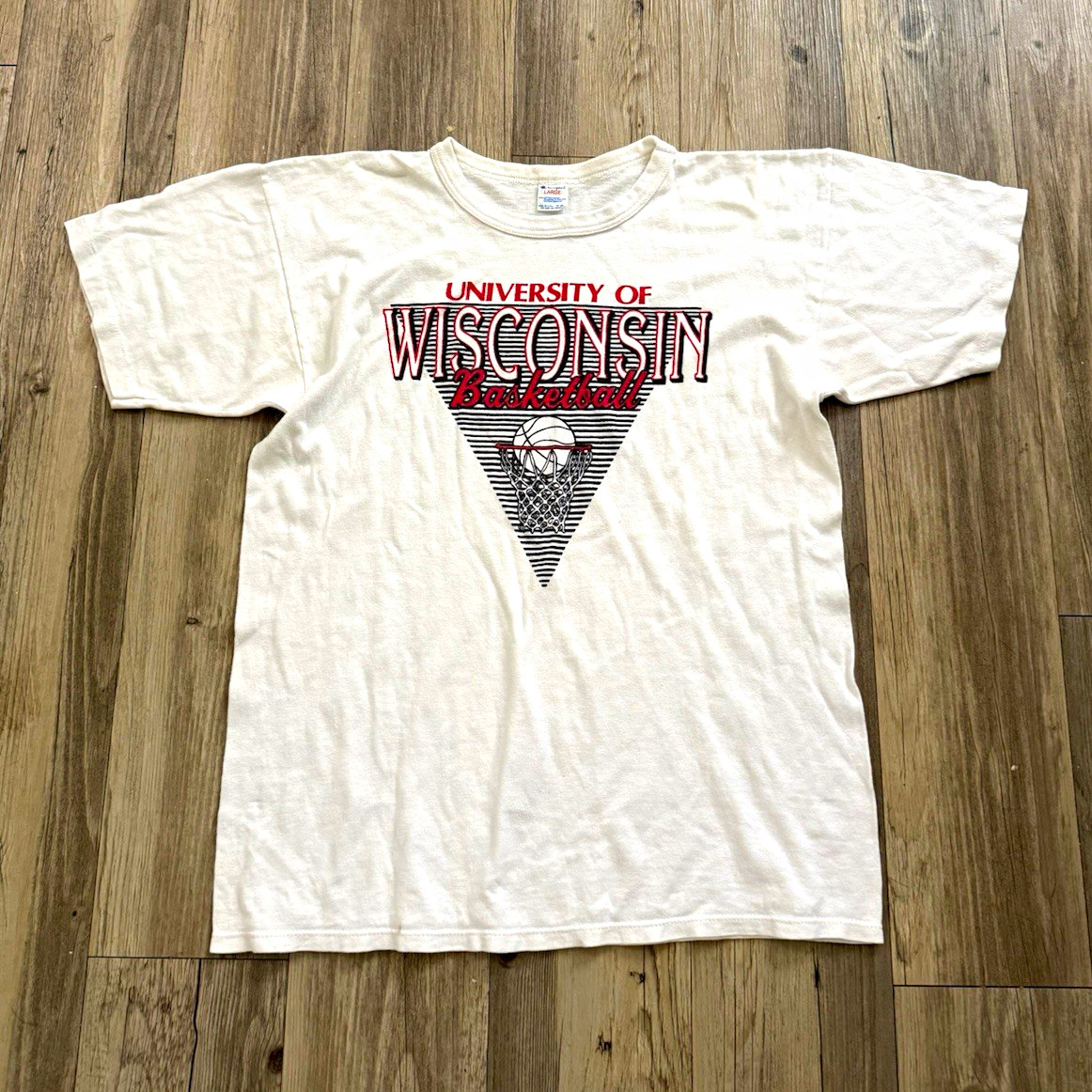 Vintage 80s Champion Wisconsin Badgers Basketball Shirt T-Shirt  Mens Size L