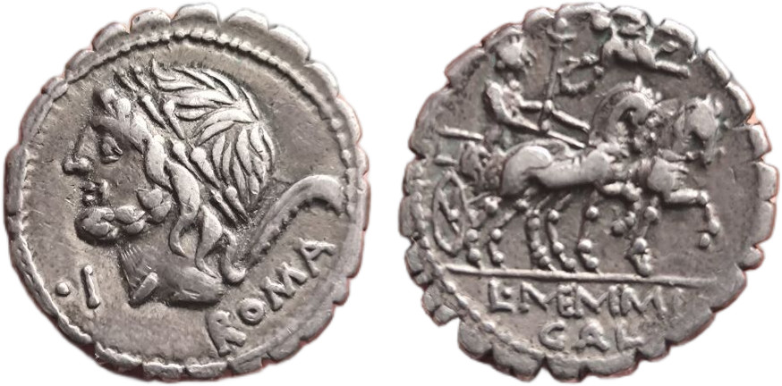 Ancient Roman Republic Coin L Memmius AR Denarius Saturn Venus Biga 106 BC