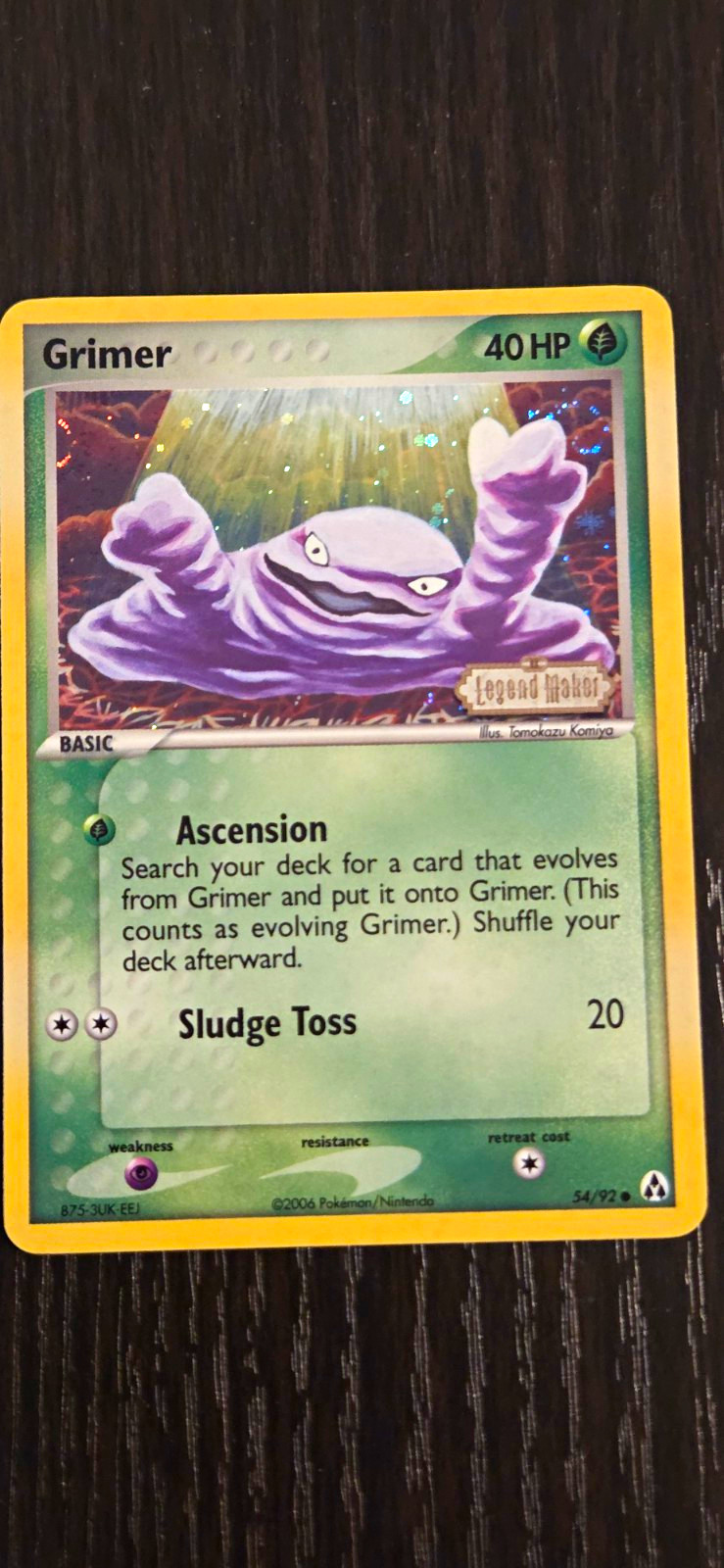 Pokémon Grimer NM Stamped 54/92 EX Legend Maker Reverse Holo