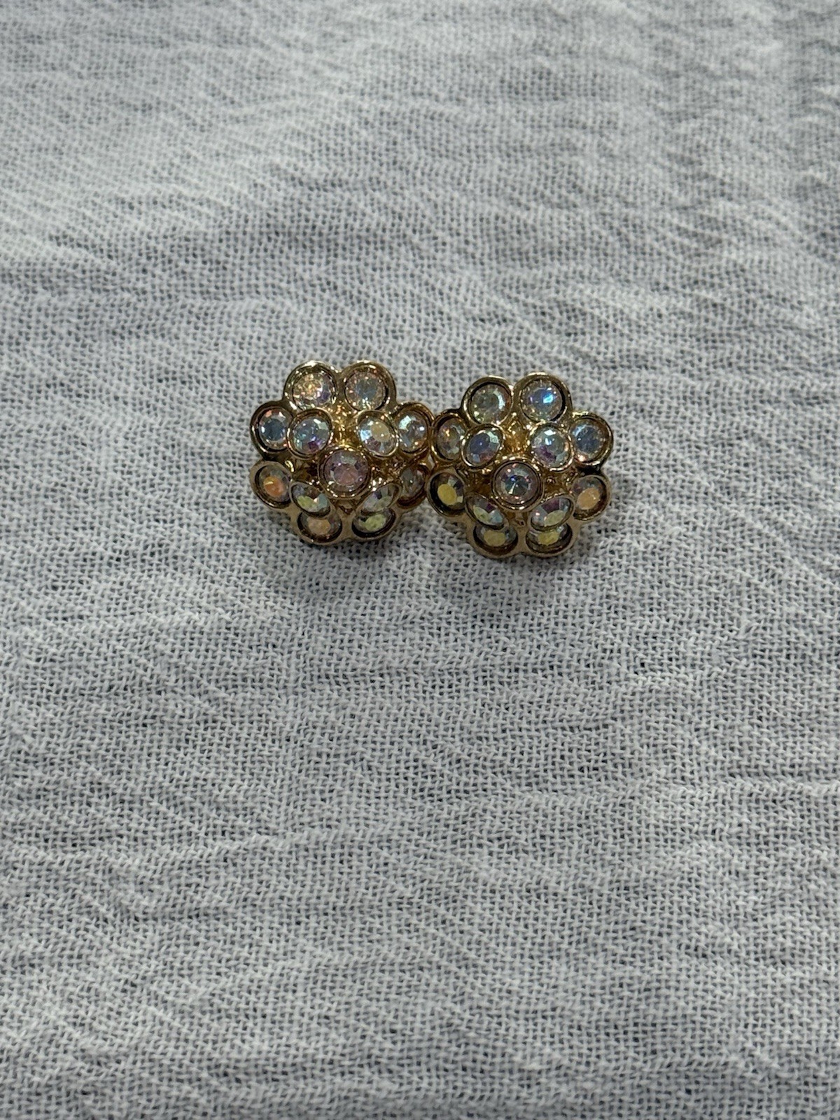 Vintage Aurora Borealis Rhinestone Cluster Earrings #8132