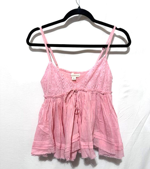 Aeropostale Women\'s Size XS Pink Cropped Babydoll Style Spaghetti Strap Top